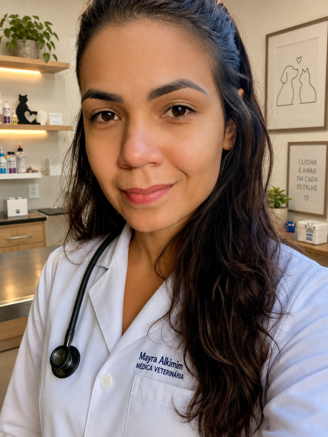 Veterinária atendendo pet em domicílio